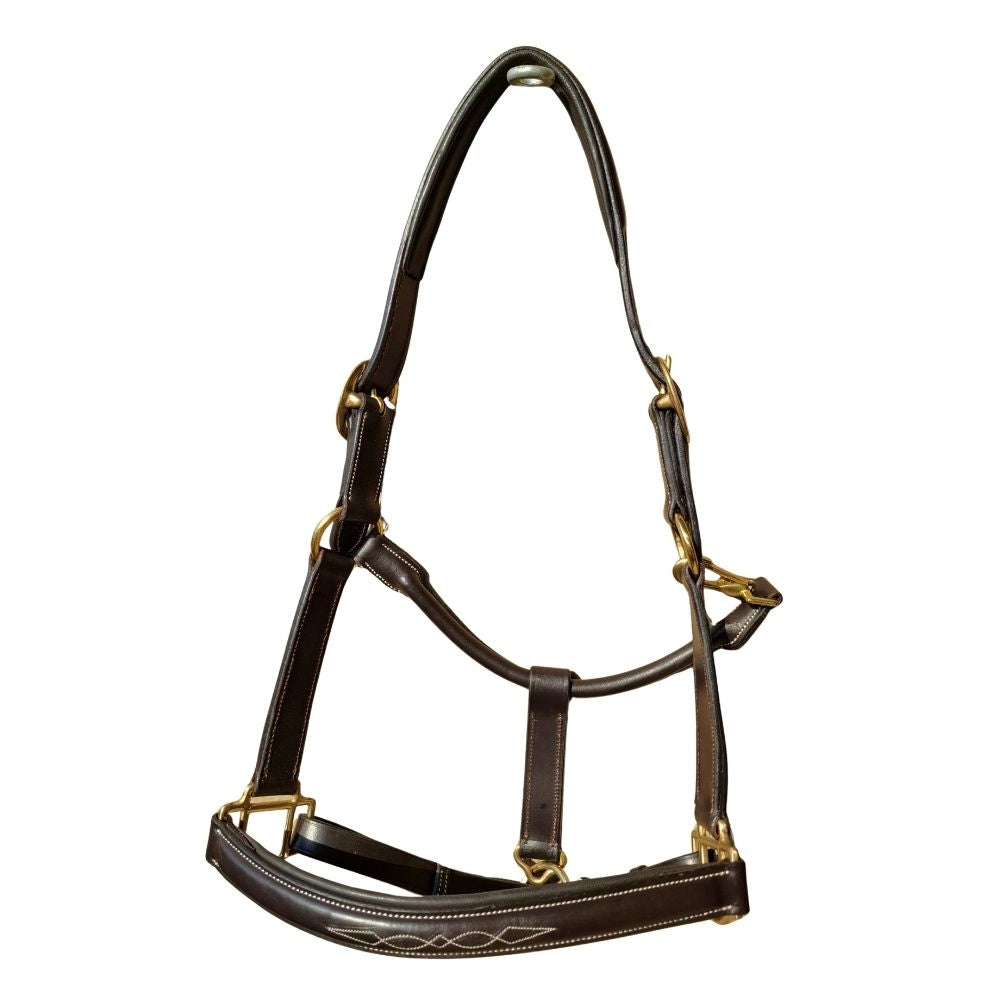 Grandeur Raised Padded Halter Brown Full leather horse halter