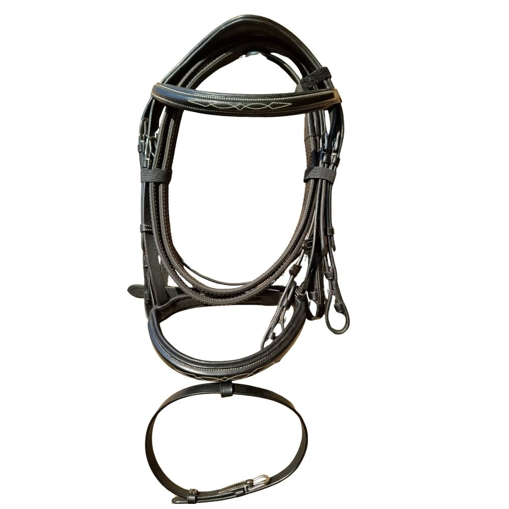 Grandeur Splendour SQ Raised Bridle Black Cob leather horse bridle