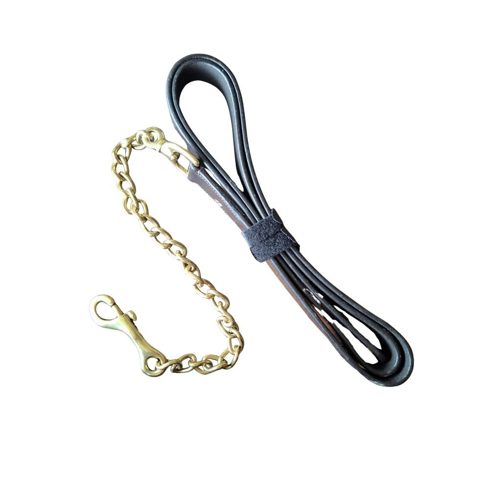Grandeur Leather Lead with Chain Brown leather horse lead