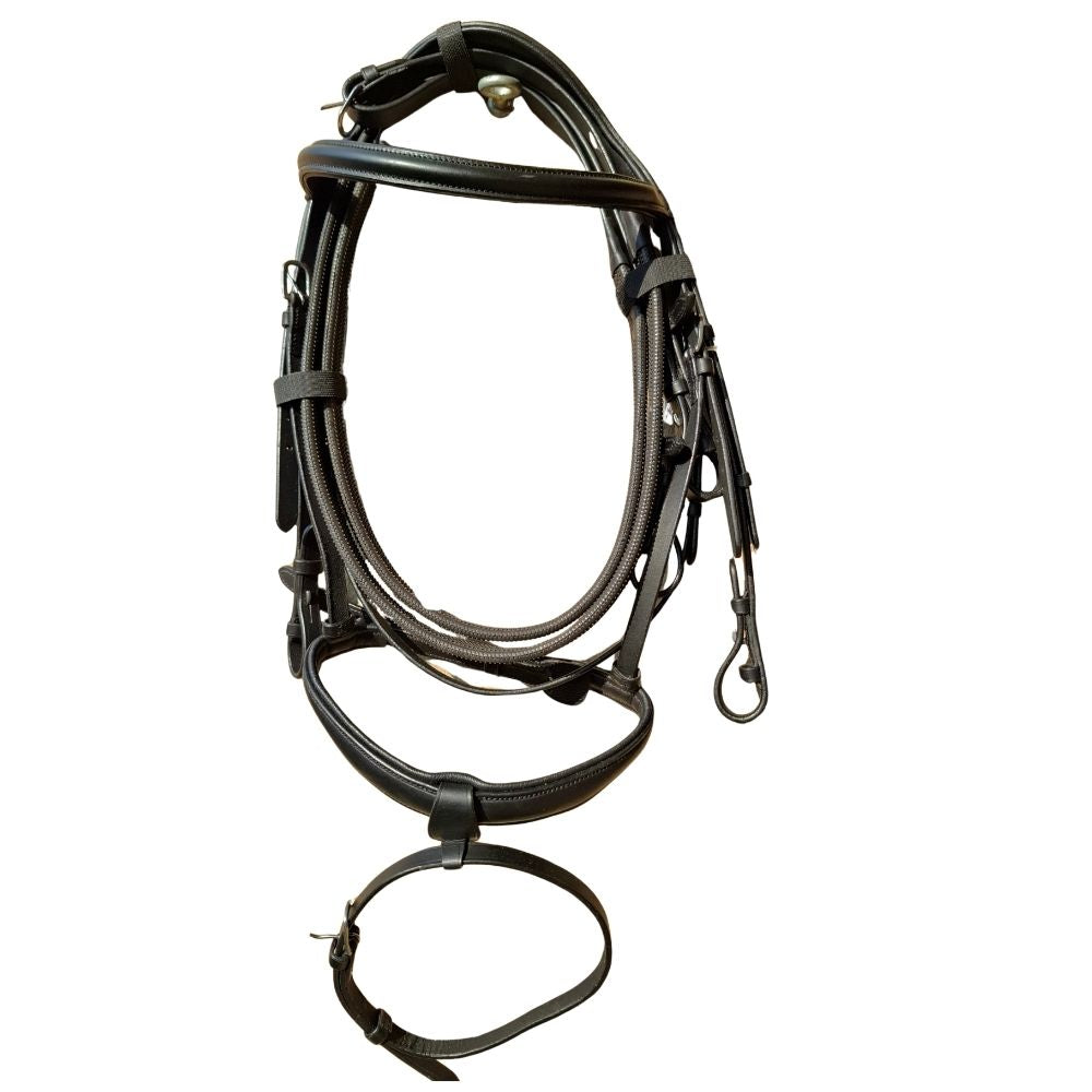 Grandeur Plain Show Bridle Black Black Full leather horse bridle